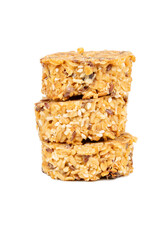 Three granola cookies isolate