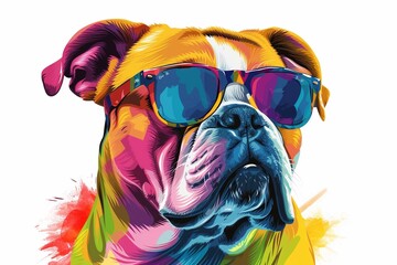 Cartoon colorful dog with sunglasses