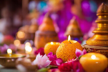 Elegantly blurred Aluth Avurudu elements, capture the spirit of the celebration.