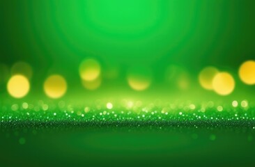 Obraz premium St. Patrick's Day, abstract green background, bokeh effect, golden glow, flicker, place for text, blurred background