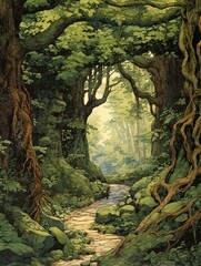Ancient Groves Landscape: Forest Wall Decor and Vintage Art Print