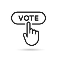 Hand pressing vote button icon, Polling, Voting election with hand sign, Vector illustration