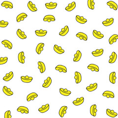 Seamless Pattern of Yellow Chinese Gold Ingots on Black Background for Lunar New Year