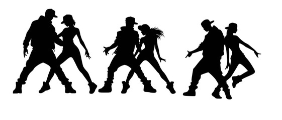 Dynamic Hip Hop Dance Duo Silhouette