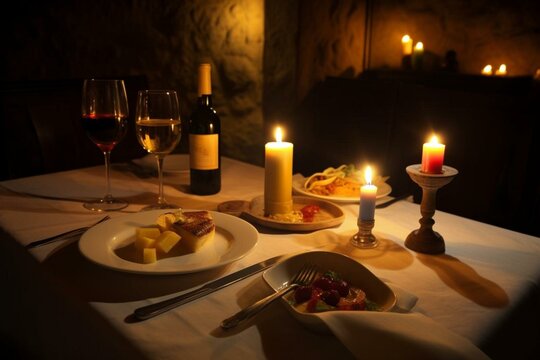 romantic evening meal. Generative AI