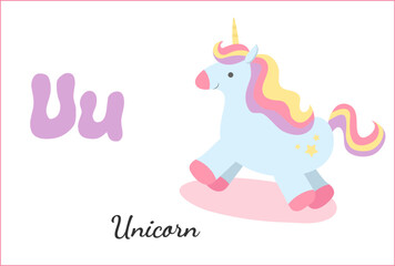 English Alphabet Letter U Unicorn