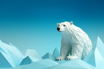Polar bear on ice in origami style