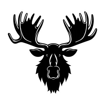 moose black and white vector illustration, generative ai.