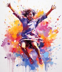 color splash illustration of a girl