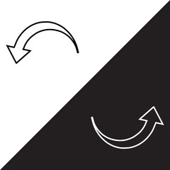 Curved arrow icon vector. Arrow pointer icon sign symbol in trendy flat style. Arrow down up vector icon illustration isolated on white and black background