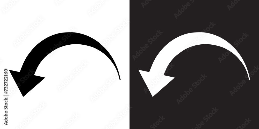 Poster curved arrow icon vector. arrow pointer icon sign symbol in trendy flat style. arrow down vector ico
