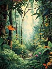 Vintage Landscape: Enchanted Groves - Butterfly Forest - Nature Art Print