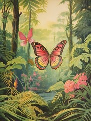 Butterfly Landscape - Enchanted Groves, Vintage Nature Scene Art Print