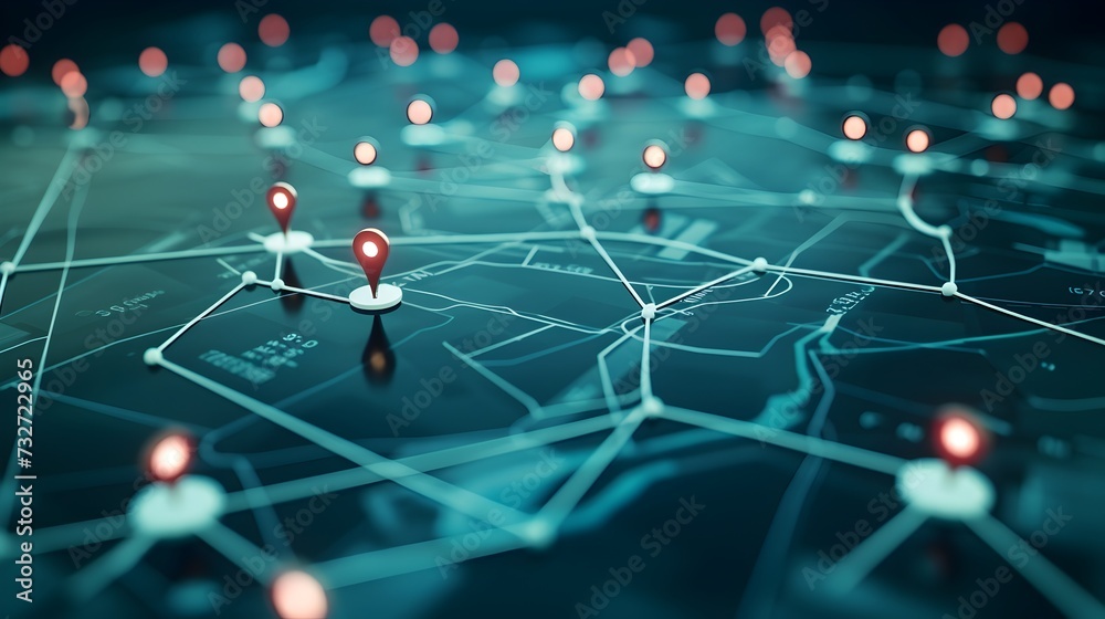 Wall mural seo geolocation maps business networking pinpoint global worldwide data marketing growth (generative