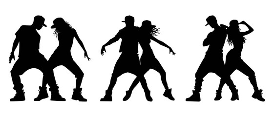 Energetic Street Dance Showdown Silhouettes