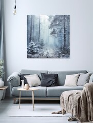 Frosted Pine Forests: Icy Pines Canvas Print Depicting Cold Nature Art