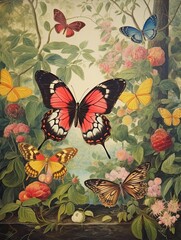 Butterfly Wall Art: Enchanted Groves | Vintage Print | Nature Garden