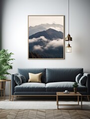 Mist-Enveloped Mountain Peaks: Canvas Print