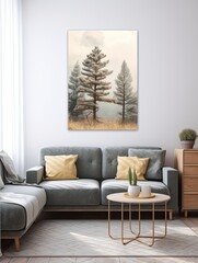 Frosted Pines Canvas Print: Winter Art, Vintage Landscape