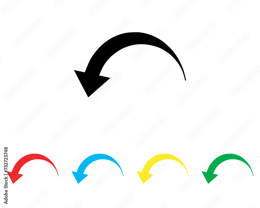 Poster curved arrow icon vector. arrow pointer icon sign symbol in trendy flat style. set elements in color