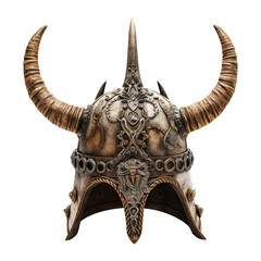 Vintage Viking helmet with horns transparent background