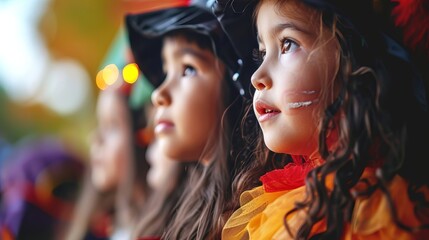 Obraz na płótnie Canvas Children in Colorful Costumes Celebrating a Festive Event