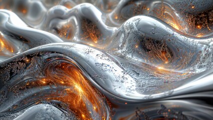 Liquid Metal Symphony: Abstract Design Glows & Gleams