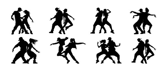 Hip Hop Dance Partners in Various Dynamic Poses