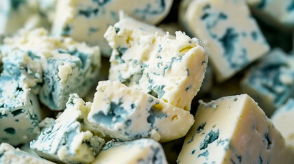 close up of creamy blue cheese - obrazy, fototapety, plakaty