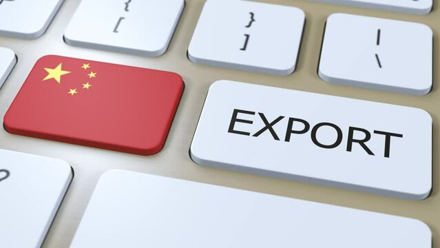 China Export Animation. Country Flag and Button