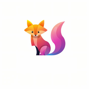 Colorful Gradient Fox Logo Design. 