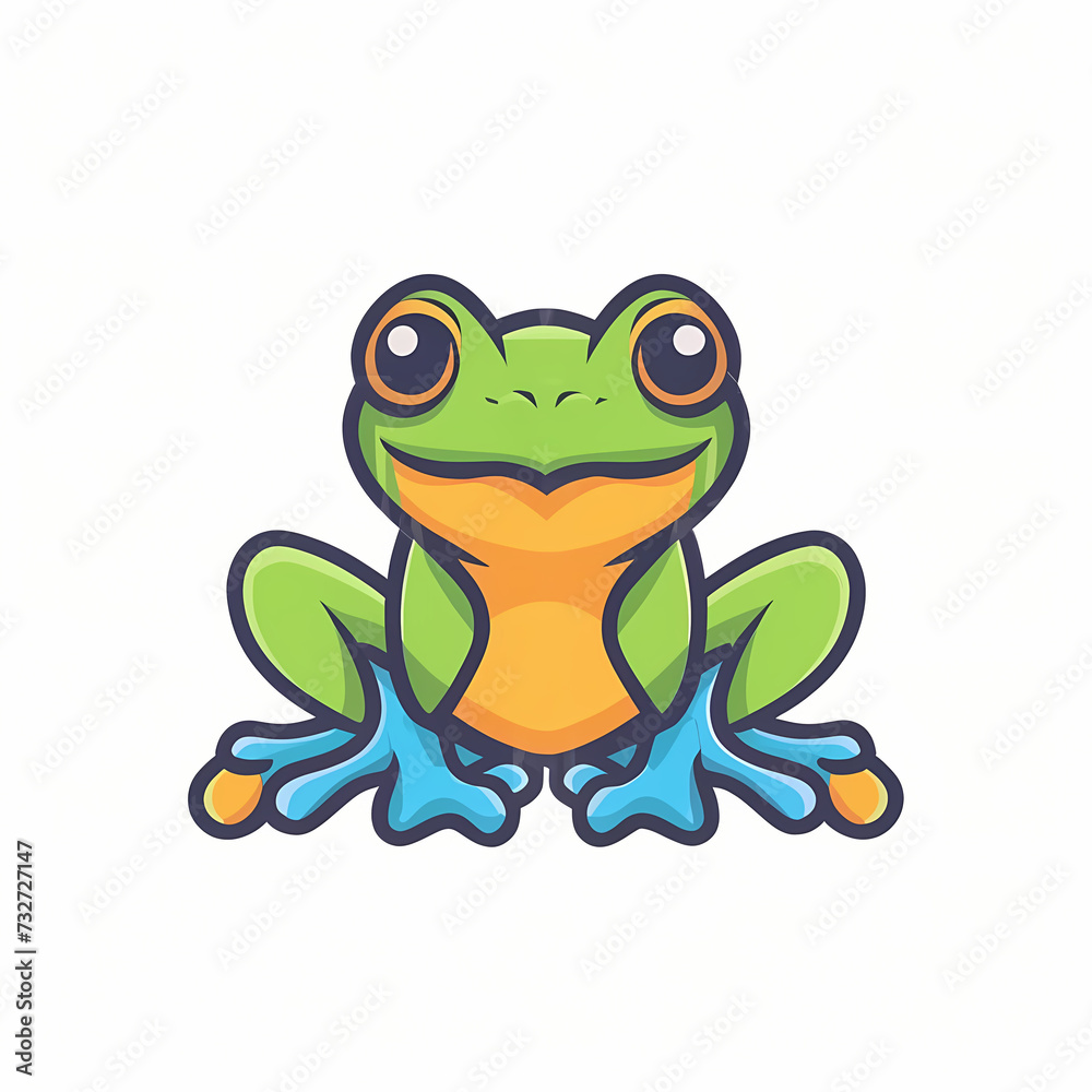 Wall mural gradient colored frog logo illustration.