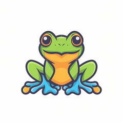 Gradient Colored Frog Logo Illustration.