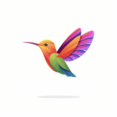 Logo Featuring a Gradient Colored Hummingbird.