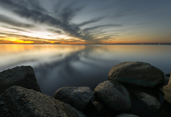 sunset over the lake
