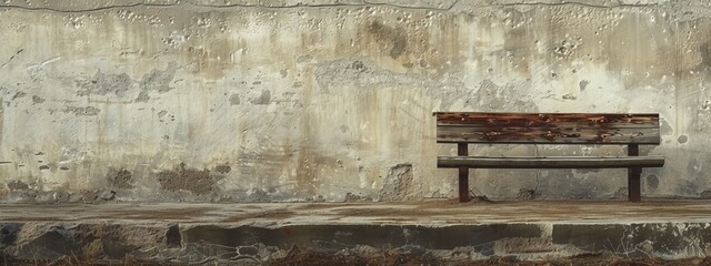 A weathered outdoor bench