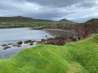 A beautiful view of Dooneen Pier in the Dingle peninsula in County Kerry, Ireland.