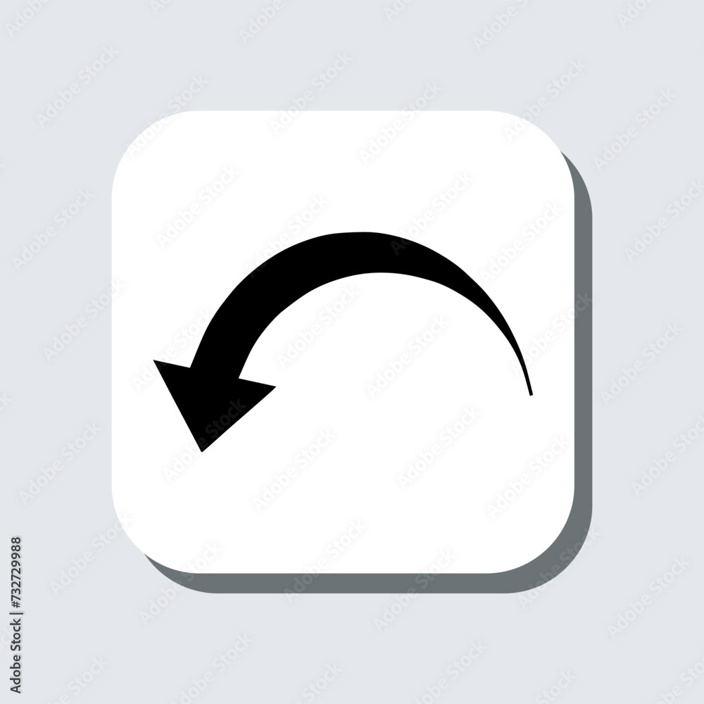 Poster curved arrow icon vector. arrow pointer sign symbol in trendy flat style. arrow down vector icon ill