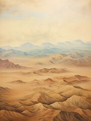 Vintage Desert Landscape: Aerial Dunes Art Print