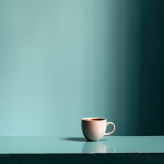 a mug of coffee on the table, minimalism