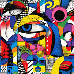 Surrealist abstract puzzle pattern