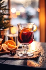 a glass of mulled wine in winter, New Year