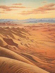 Fototapeta na wymiar Vintage Landscape with Aerial Dunes: Desert Sand Scenic Image
