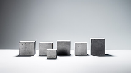 Concrete cubes arranged on a gray background