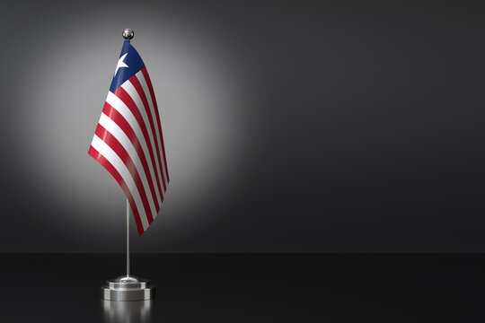 Small National Flag of the Republic of Liberia on a Black Background. 3d Rendering