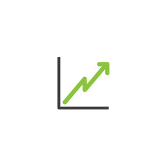 Upward statistics icon flat vector design