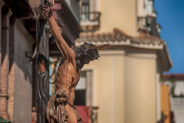 Cristo en la cruz de la hermandad de la hiniesta, semana santa en Sevilla