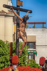 Cristo en la cruz de la hermandad de la hiniesta, semana santa en Sevilla