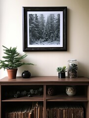 Frosted Pine Forests Framed: Snowy View, Nature Art Landscape Print