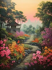 Tranquil Vintage Zen Gardens: Peaceful Landscape Wall Art